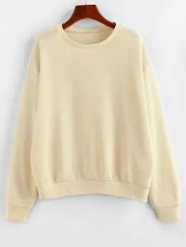 ZAFUL Обычная свободная трикотажная толстовка со спущенными плечами S света кофе