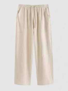 ZAFUL Однотонные базовые льняные брюки XS света кофе