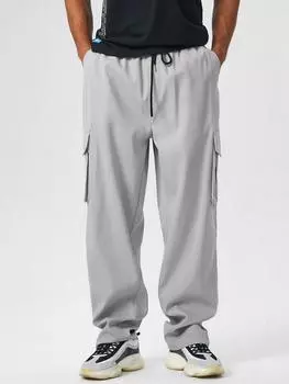 ZAFUL Прямые брюки-карго с большим карманом L серый