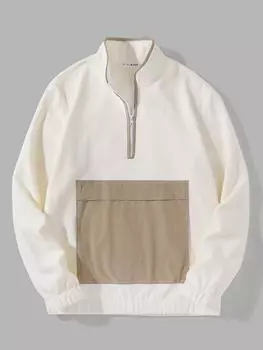 ZAFUL Толстовка с контрастной окантовкой и застежкой-молнией на четверть длины S серый