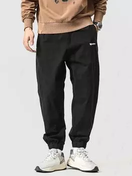 ZAFUL Уличные брюки с завязками на шнурке и заплатками Letter Note Beam Feet L чёрный