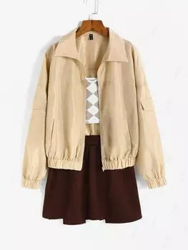 ZAFUL Ветровка с карманом-карго и застежкой-молнией на плечо S света кофе