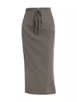 ZAFUL Women s Casual Daily Solid Color Thin Belted Pocket Midi Bodycon Skirt S света кофе