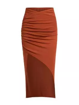 ZAFUL Женская сексуальная юбка-миди с асимметричным вырезом, однотонная, с оборками и перекрещивающимися рукавами S кофейный