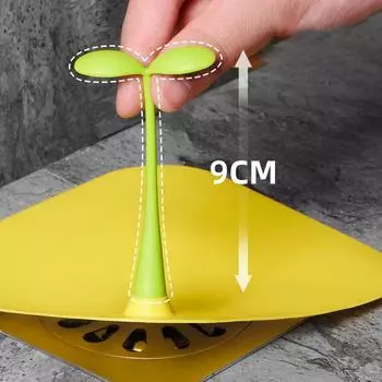 Заглушки Маленькие ростки травы Ростки канализационной фасоли Форма Дезодорирующий коврик Силиконовый коврик против насекомых и запаха Сливная крышка для пола Кухня Ванна жёлтый
