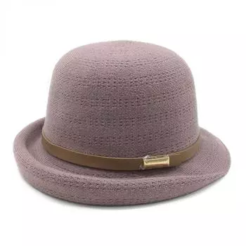 Загнутая шляпа-цилиндр, женская модная шляпа-ведро с козырьком, повседневная, темпераментная, солнцезащитная шляпа для путешествий, тонкая дышащая шляпа-тазик Tide M56-58cm коричневый