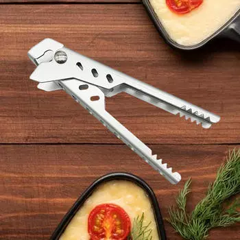 Захват для миски, кухонный зажим, металлический щипец для похода, сковорода для пиццы, извлекатель для барбекю серебряный