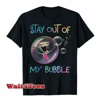 Захватчик Зим Держись подальше от моего пузыря Мультфильм Забавная черная футболка S
