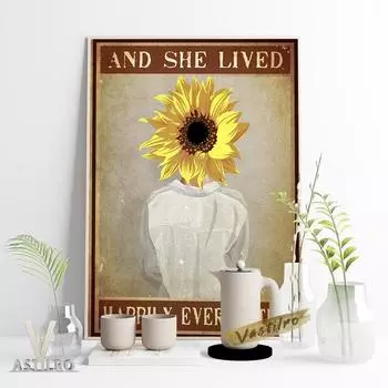 Захватывающие жизненные цитаты, художественная печать, настенная живопись, постер с подсолнухом, картина с цветочным телом, маслом 21cm30cm NoFrame