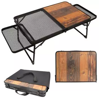 ZAIDEA Mesh Camping Table with Side Low Wood Storage Bag Included Table, Foldable, Compact, Table, Barbecue, Grain, Lightweight,
