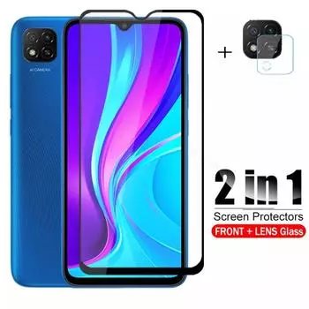 Закаленное стекло 2 в 1 для Xiaomi Redmi 9C, NFC, защитный стеклянный чехол для Xiomi Redmi 9A 9AT Redmi9 Prime Redmi 9 C, защитная пленка Redmi 9C NFC чёрный