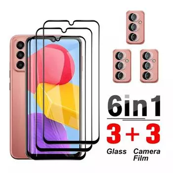 Закаленное стекло 6 в 1 для Samsung Galaxy M 13 12 21 31 30S 31S 22 23 32 51 52 53 62 M13 M12 M21 M31 M22 M32 M52 M53 Защитная пленка для объектива камеры