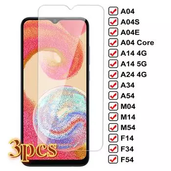 Закаленное стекло 9H HD для Samsung Galaxy A05 A15 A25 A35 A55 Защитная пленка для экрана A04 A14 A24 A34 A54 F04 F14 F34 F54 For Samsung A12 чистый