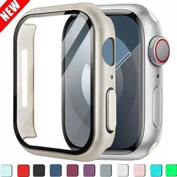 Закаленное стекло для Apple Watch Se Case 9 8 7 6 5 4 38 40 мм Аксессуары Защитная пленка для экрана iWatch Series 44 мм 45 мм 41 мм 42 мм Series 321 38MM