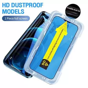 Закаленное стекло для iPhone 11 13 15 16 Чехол для iPhone 12 13 14 15 16 Pro Max XR 7 8 Plus XS Max SE Защитная пленка для экрана Установка пленок одним щелчком iPhone 11 Pro Max чёрный