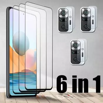Закаленное стекло для Redmi Note 10 Pro Max Note 10S, защитная пленка для экрана + мягкая пленка для объектива камеры для Redmi Note10 Pro Huawei P Smart 2019 чистый