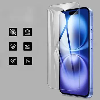 Закаленное стекло HD для iPhone 16 Pro Max Plus Прозрачная защитная пленка для iPhone16 16promax 16plus Ультратонкая защитная пленка 2.5D iphone 16 чистый