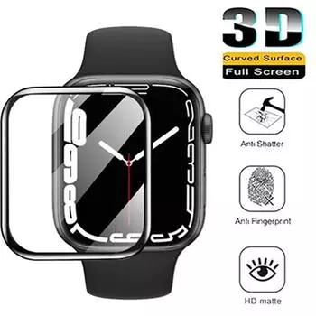 3D изогнутое закаленное стекло для Apple Watch Series 9 8 7 6 5 SE S10 38MM 40MM 41MM Защитная пленка для экрана для iWatch Ultra 46MM 49MM 45MM 42MM 44MM Series 7 41MM
