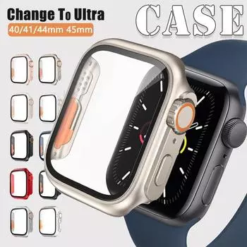 Закаленное стекло с чехлом для ПК. Обновление до Apple Watch Ultra 49 мм, для Apple Watch 8, 7, 45 мм, 41 мм, для Iwatch Series SE 6, 5, 4, 40 мм, 44 мм, защитная пленка для экрана ПК. 40mm