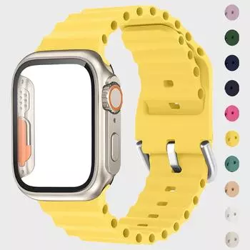 Закаленное стекло с корпусом из ПК, обновленный до Ultra Ultra 2 силиконовый ремешок для умных часов 9 8 7 45 мм 44 мм 41 мм 40 мм для часов серии 4 5 6 Se 3 2 1 40mm for apple watch звезда
