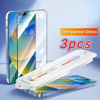Закаленное стекло Ultra HD для iPhone 15, 14, 13, 12, 11Pro Max Plus, защитная пленка для экрана, пылезащитный инструмент для простой установки, защитная пленка iPhone 13 чистый