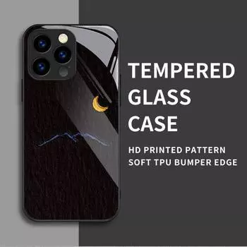 Закаленный стеклянный корпус с принтом луны, ночи, гор, защитный чехол из ТПУ, мягкий чехол для iPhone Samsung iPhone 6 разноцветный