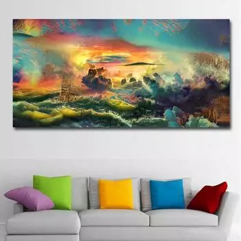 Закат абстрактный пейзаж большой 5D DIY алмазная живопись полная круглая дрель вышивка круглая мозаика рукоделие домашний декор AA2581 30x60CM