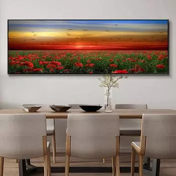 Закат красные цветы и птицы большие 5d diy алмазные картины полный круглый дрель Алмазная вышивка картина мозаика комплект 20x60CM