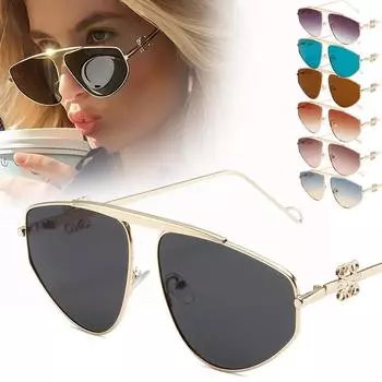 Закат Красочные Океанские Очки Модные Китайские Элементы Узелка Солнцезащитные Очки Цвета Сумерки Солнцезащитные Очки Металлические Двойные Лучи