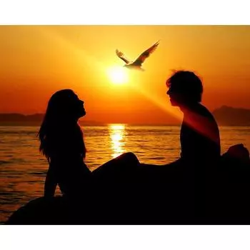 Закат пара фигурка DIY цифровая картина по номерам Современная настенная живопись на холсте Рождественский уникальный подарок домашний декор 40x50 40x50cm no frame