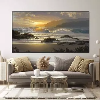 Закат, пляжный пейзаж, холст, картина, морская волна, морской пейзаж, постеры и принты, скандинавские настенные художественные фотографии, домашний декор, без рамки 20cm40cm NoFrame