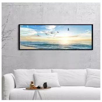 Закат Природный пляж Пейзаж Плакат и гравюра Картина маслом Панорама Скандинавская стена Гость 20cm40cm NoFrame