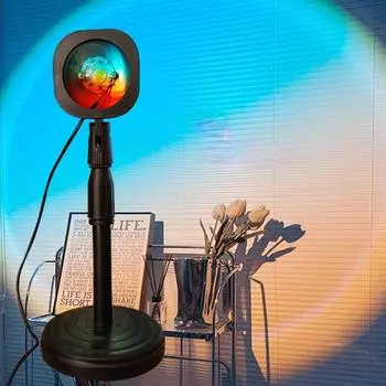 Закат Закатный Свет Косое Солнце Пляж Рассветный Свет Морской Синий Градиент Гостиная Съемка Проекция Атмосфера Настольная Лампа