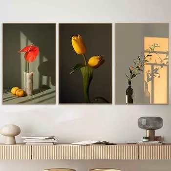 Закатный свет, листья, цветы, постеры, печать на холсте, корейский стиль Ins, современная настенная картина в скандинавском стиле, художественная комната, домашний декор, живопись Cuadro 21x30cm No Framed