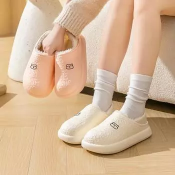 Заказ на размер больше, женские и мужские тапочки из ЭВА, водонепроницаемые зимние теплые уютные нескользящие женские домашние тапочки для спальни, сабо для дома и улицы 36-37 белый