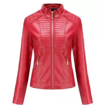 [Заказать] [заказать] Женская кожаная куртка из искусственной кожи, женская кожаная куртка, повседневное пальто на весну и осень M чёрный