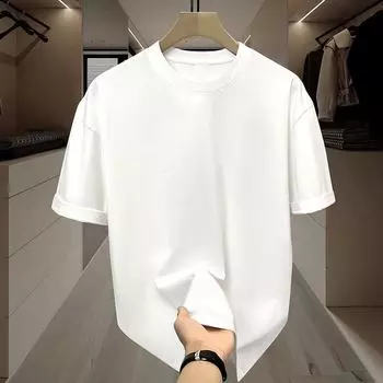 Закажите на размер больше Унисекс летние футболки из черного ледяного шелка в гонконгском стиле - Универсальные, модные, с коротким рукавом для пар M