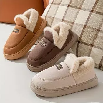 Закажите на размер больше женские повседневные однотонные тапочки без застежек с толстой плюшевой подкладкой, теплые, удобные домашние тапочки для улицы 36-37 хаки