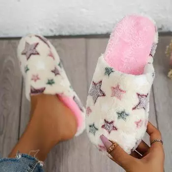 Закажите на размер больше женские тапочки с мягкой плюшевой подкладкой, удобные домашние тапочки 36-37 белый