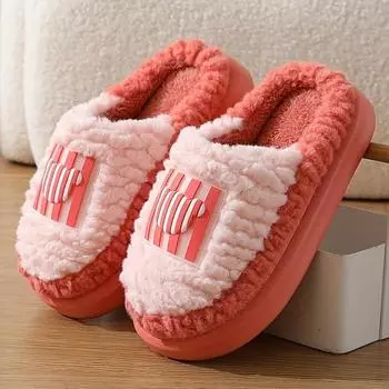 Закажите на размер больше женские уютные плюшевые фланелевые зимние тапочки с нескользящей подошвой из ЭВА - однотонные теплые домашние тапочки 36-37 розовый