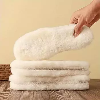 Закажите зимние стельки на размер больше для женщин и мужчин - 1 пара толстых пушистых теплых стелек для обуви с противохолодной дышащей впитывающей пот мягкой подошвой 34 белый