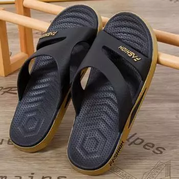 Заказывайте на два размера больше, мужские спортивные тапочки, летняя одежда для отдыха, домашняя обувь, нескользящие износостойкие пляжные сандалии, тапочки для ванной 36-37 золотой