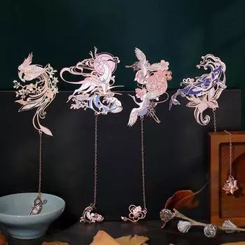 Закладка для канцелярских товаров, привлекательная, нержавеющая, 4 стиля, выдолбленная, закладка в китайском стиле в стиле ретро для дома 4