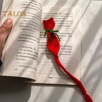Закладка для книг «Кошка» ручной работы, тонкая работа, маркер для страницы, яркий цветной бант, декоративный зажим для книги по вязанию красный