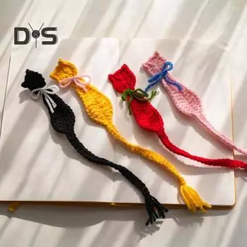 Закладка для книг «Кошка» ручной работы, тонкая работа, маркер для страницы, яркий цветной бант, декоративный зажим для книги по вязанию красный