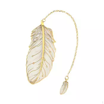 Закладка для книг «Перо» из металла с подвесками, декоративная, элегантная, стильная, современная художественная книга Color A