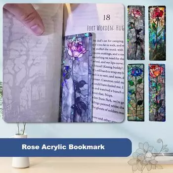 Закладка из акрила «Роза», интересная имитация подарочной закладки, канцелярская закладка One Size
