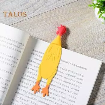 Закладка с изображением животных, мультяшная забавная кричащая курица, в форме водонепроницаемого, легкого, длинного маркера, разделители страниц, книжная бирка, школьный офис жёлтый