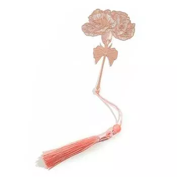 Закладка с прожилками растений и изысканной кисточкой, полый дизайн, классический металлический лист, маркер для страниц, подарок учителю и ученику C розового золота