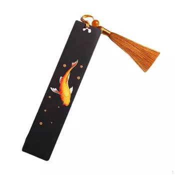Закладка в китайском стиле Карп кои Закладки для книг ручной работы с кисточками Страничные маркеры Подарок на удачу для читателя A